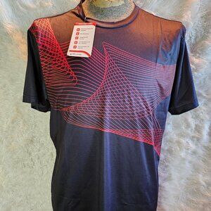 Geek Lighting Speed Run Man's Black and Red Line Path T-Shirt Size L